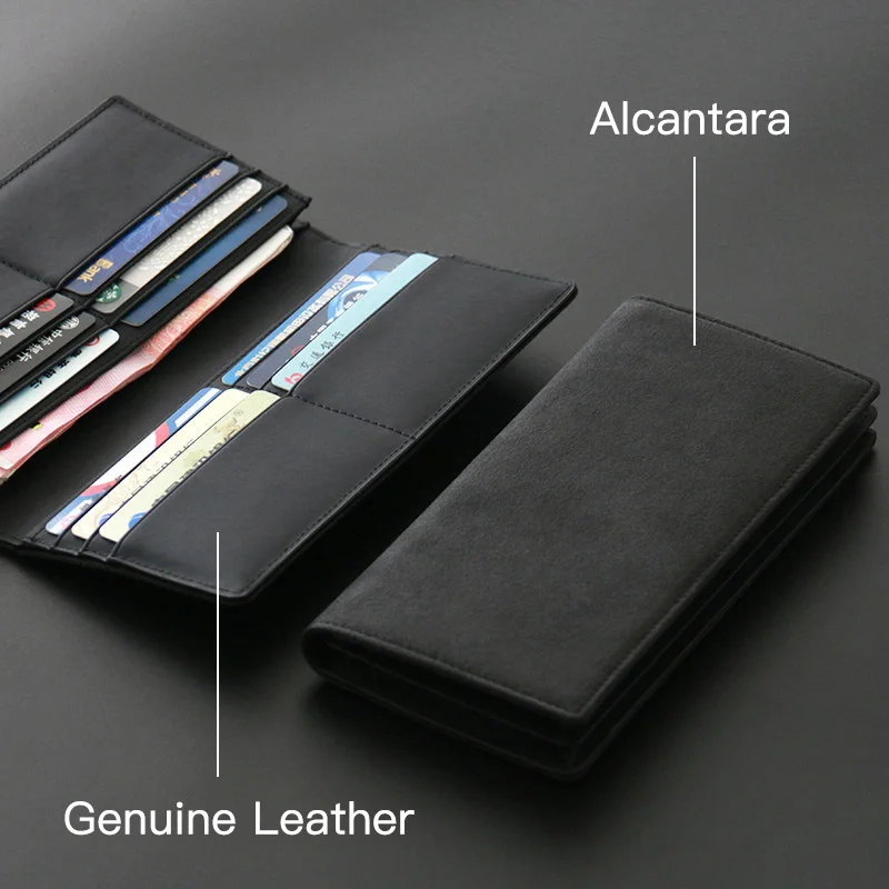 YMW ALCANTARA-Portefeuille en cuir véritable pour femmes et hommes, porte-cartes de téléphone, sac de luxe, cuir Él, possède longtemps, GT