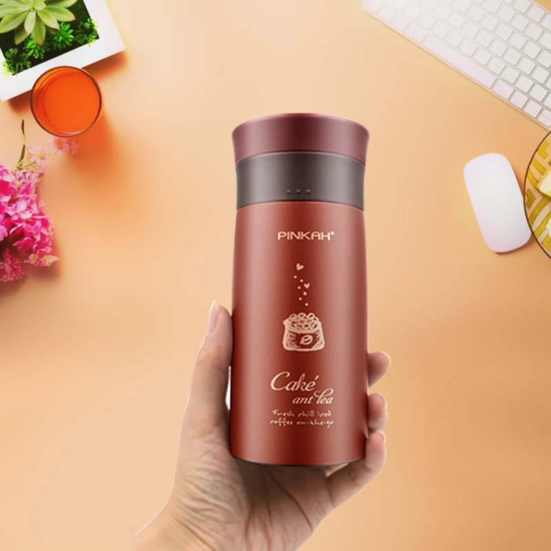 PINKAH Lightweight Thermos Cup 304 Stainless Steel With Tea Filter Leak-proof Outdoor Insulated Cup Coffee Mug Office Vacuum Cup