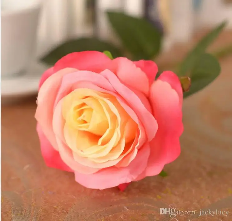 2015 New Artificial Fake Silk Circle Center Rose Flower Bouquet For Home Wedding Decor Table Centerpieces Decoration 7 color