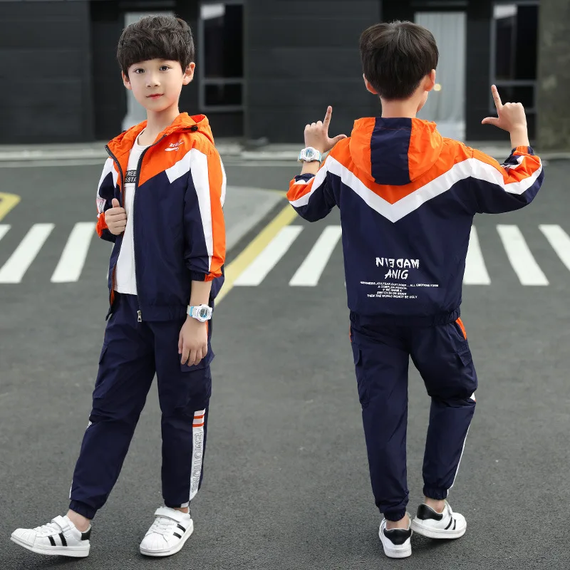 2023 New Spring Summer Children\'s Clothes Suit Boys Coat + Pants 2pcs/Set Teenage Top Sport Costume For Kids Streetwear