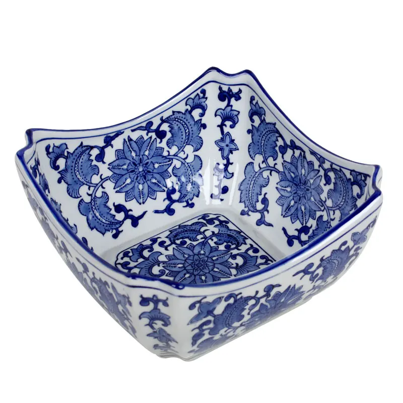 

Ceramic fruit plate home furnishings large Jingdezhen blue and white porcelain offering plate living room tea table fruit plate