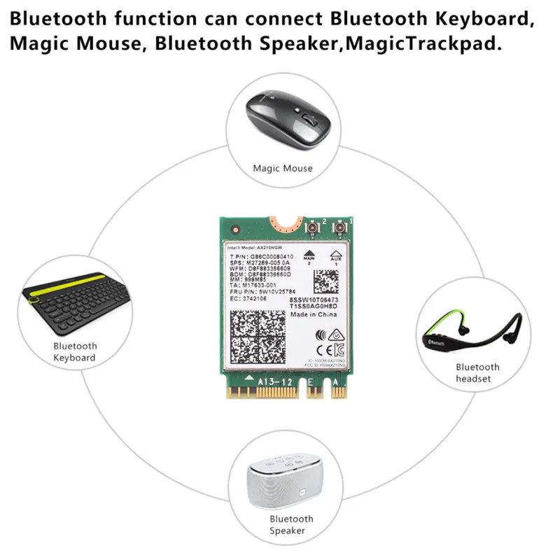 3000Mbps WiFi 6E AX210 Bluetooth 5.2 Dual Band 2.4G/5Ghz 802.11AX NGFF M.2 WiFi 6 Card 6dbi Desktop Kit Adapter For Windows 10