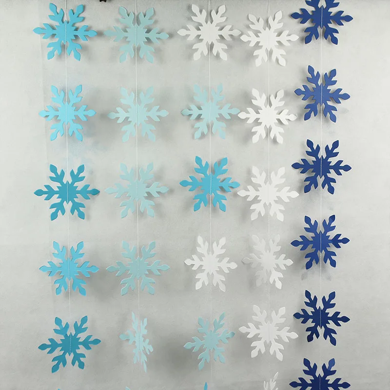 Artificial Snowflake Paper Garlands DIY Christmas Decoration Wall Ceiling Hanging Banner Party Decor Christmas Ornaments