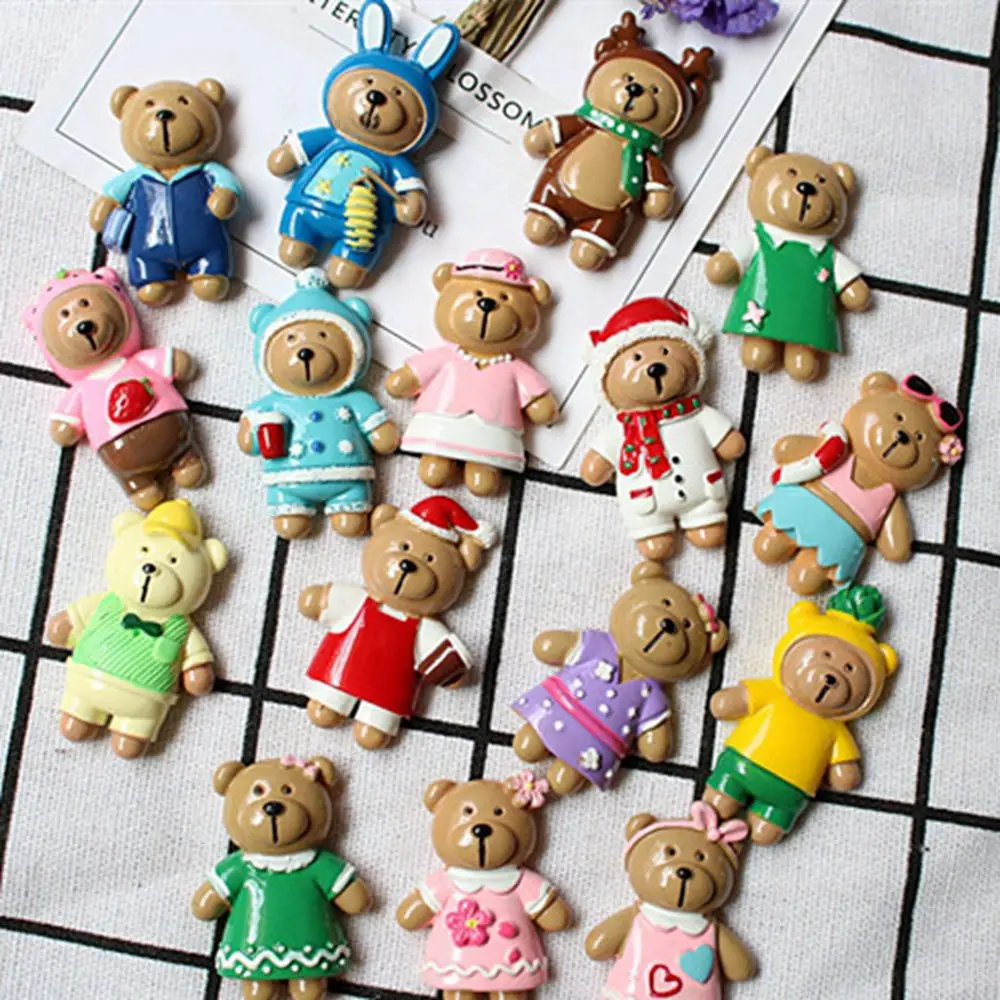 100pcs/lot Christmas bear fruit bear 3D resin patch for diy fridge magnet phone hair accessories wholesale