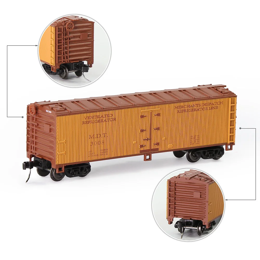 3pcs Model Railway Wagons N Scale 1:160 40ft Woodside Reefer 40\' Boxcar Rolling Stock C15016