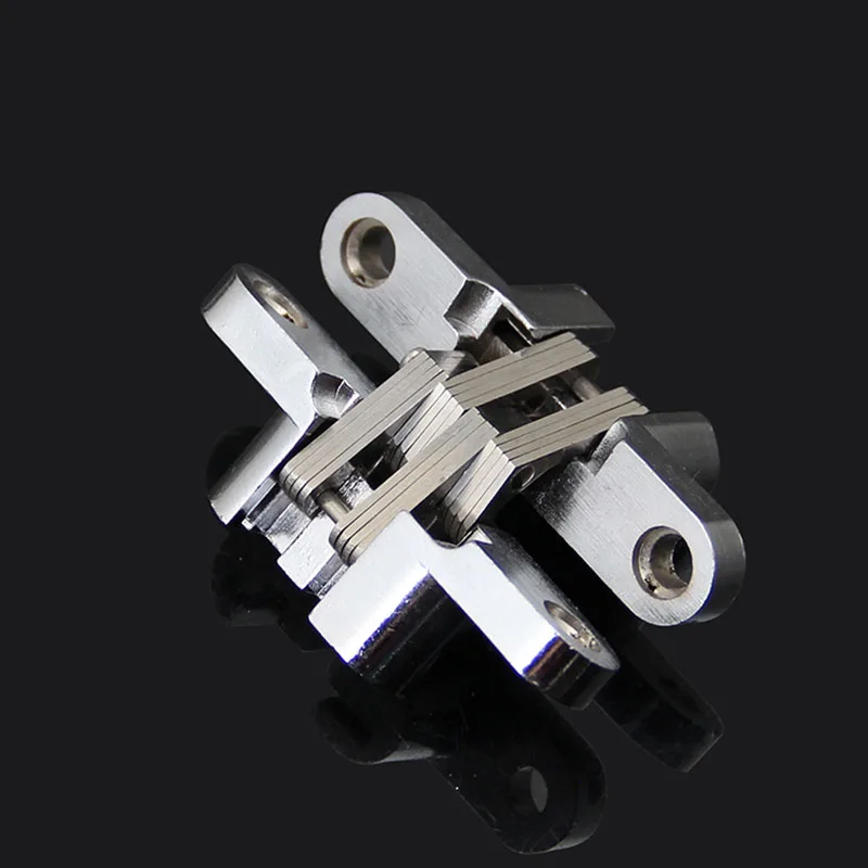 Durable 10PCS Stainless Steel Cross Hinges Invisible Hidden Cupboard Cabinet Wooden Boxes Hinges Folding Door Hinges