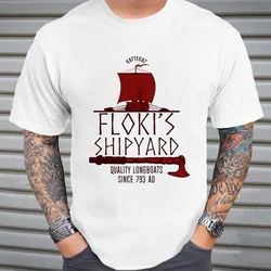 100% Cotton Floki's Shipyard Tshirt Vikings T Shirts Protagonist of Vikings Ragnar Lothbrok Hip Hop Summer Top Tees