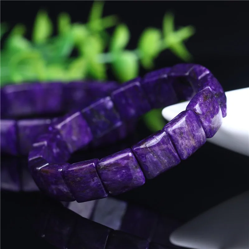 

Natural Purple Charoite Women Rectangle Beads Bracelet Jewelry 12x12mm Purple Charoite Russian Healing Stone From Russia AAAA