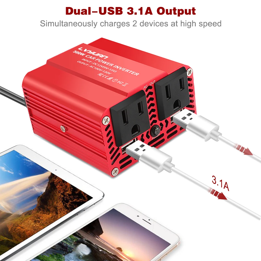 Car Inverter DC 12V To AC 110V 220V 300W EU/US/UN Plug Modified Sine Wave Adapter Converter Auto Charger Car Power Inverter