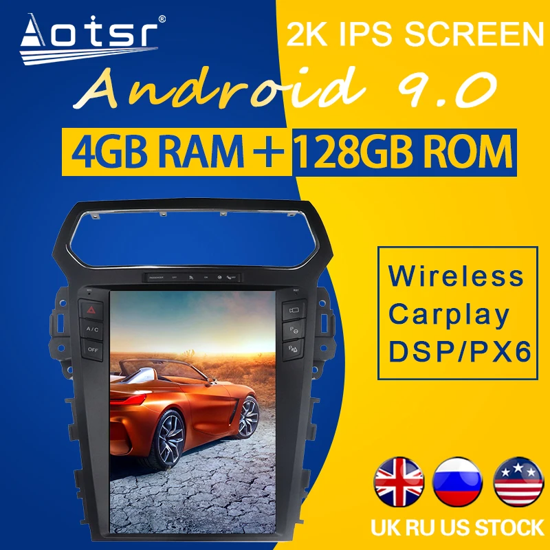 

128gb Rom For Ford Explorer 2011-2019 Dsp Android 9.0 Px6 Carplay Car Gps Navigation Multimedia Radio Player