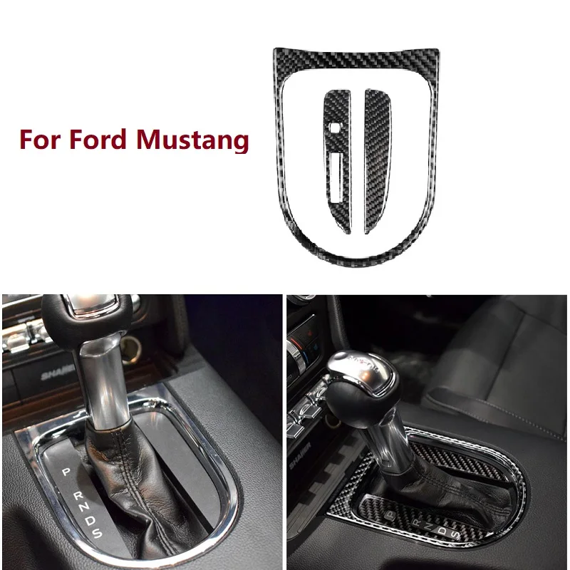 

Fit For Ford Mustang 2015-2020 Carbon Fiber Gear Shift Panel Surround Decorative Cover Sticker Car Accessories