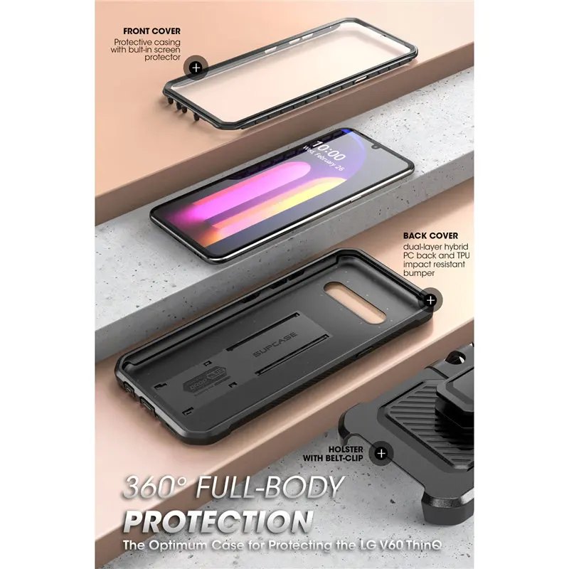 SUPCASE For LG V60 ThinQ Case (2020) UB Pro Heavy Duty Full-Body Rugged Holster Cover with Built-in Screen Protector & Kickstand