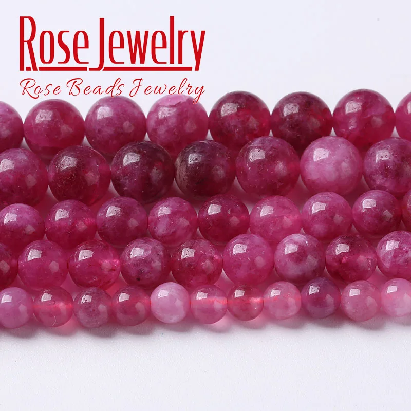 

Smooth Fuchsia Angelite Stone Beads Round Loose Spacer Beads For Jewelry Making DIY Bracelet Accessories 6mm 8mm 10mm 15" Strand