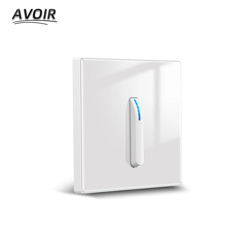 Avoir Wall Light Switch Electrical Outlets Piano Key Reset Switch Luxury Glass Panel White USB Socket With Switch 110V 220V