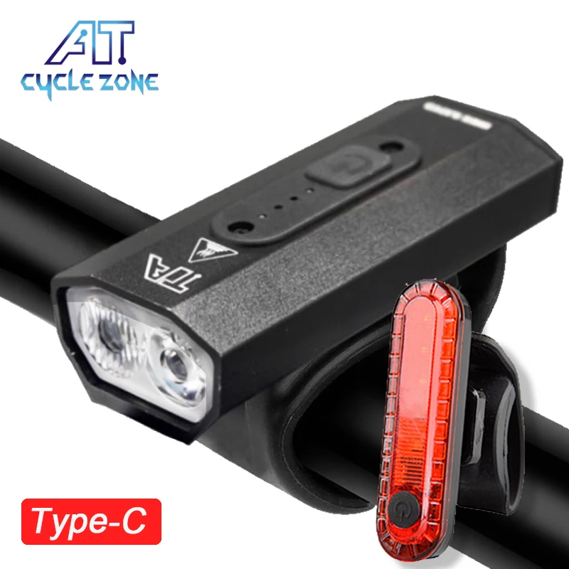 CYCLE ZONE Type-C 2*T6 500 Lumens USB Rechargeable Lamp MTB Mountain Road Flashlight Bike Light Front Lamp Bicycle Accessories