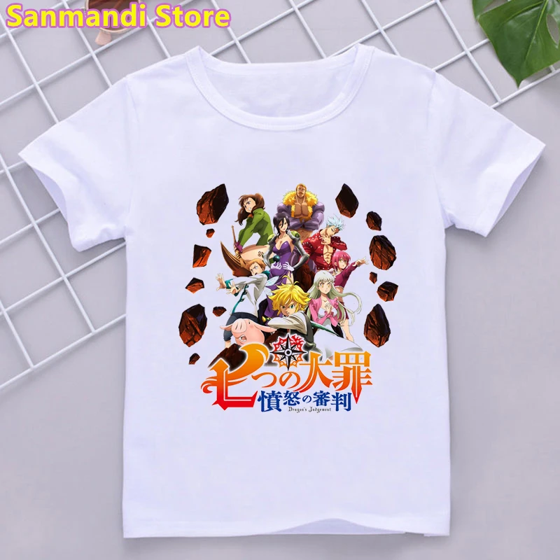 Le Logo De l' Anime 7 개의 치명적인 죄 그래픽 프린트 Tshirt Girls/Boys Kids Clothes 일본 애니메이션 T 셔츠 Summer Tops Tee Shirt