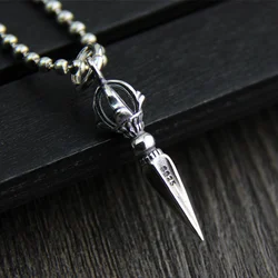 S925 Sterling Silver Retro Vajra Pendant Man Woman Thai Silver Buddhism Magical Vajra pendant Unisex Jewerly