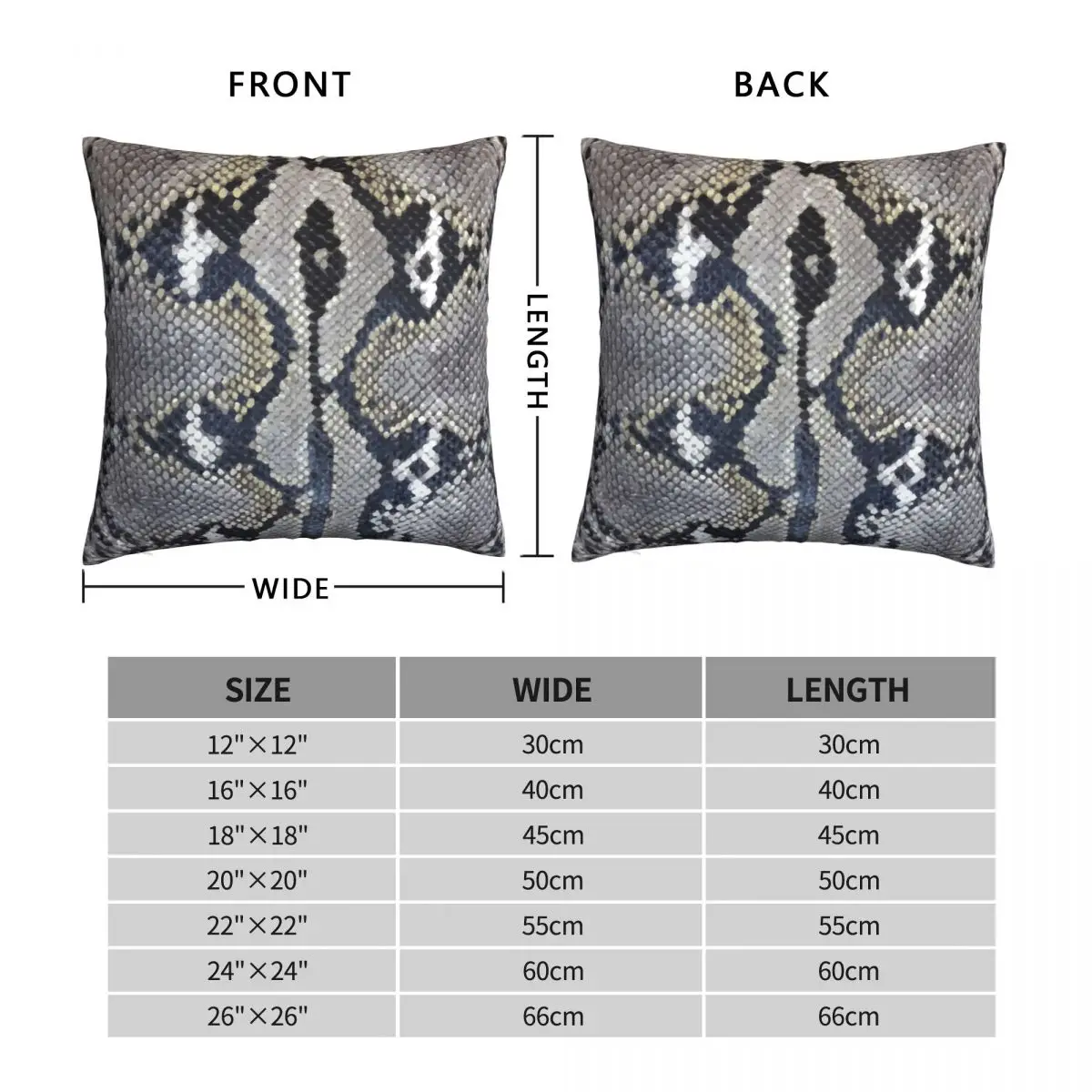 Python Snake Skin Texture Design Pillowcase Polyester Linen Velvet Pattern Zip Decor Throw Pillow Case Home Cushion Cover 45x45