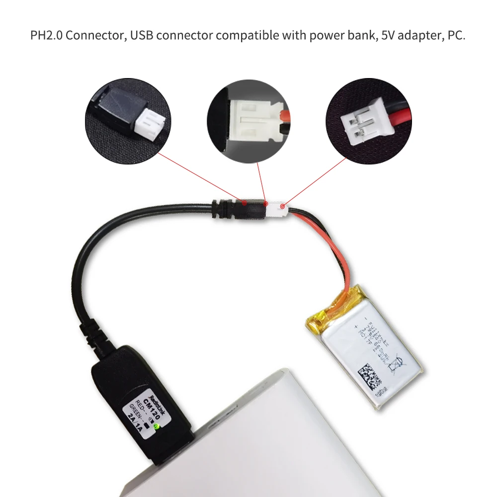 Radiolink CM120 FULLY MAX 1S 660mAh 25C 3.7V Akumulator Lipo Szybka ładowarka PH2.0 i złącze USB do drona Radiolink F121