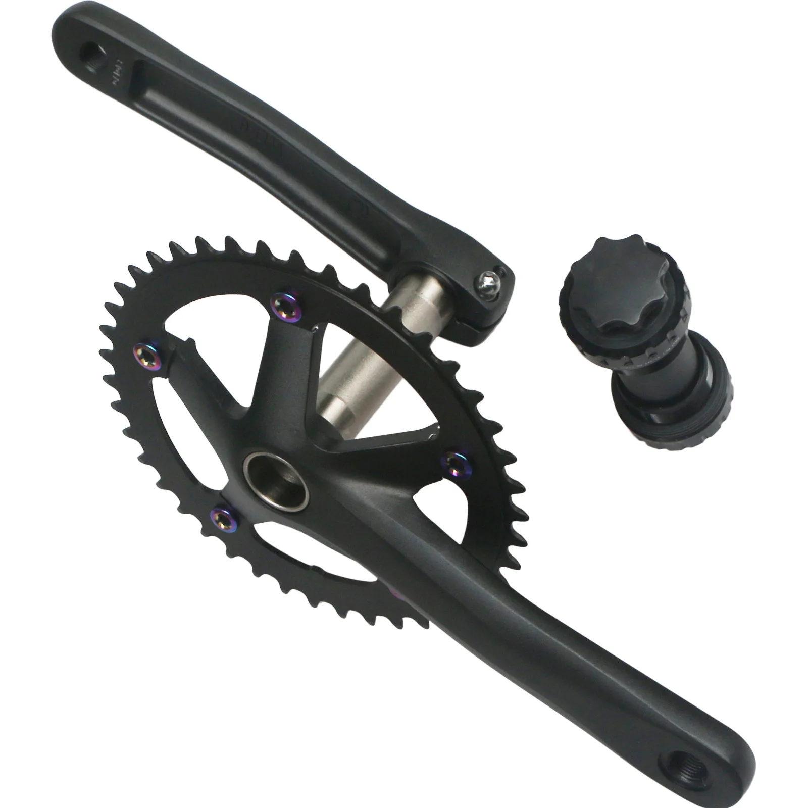 130BCD Rennrad-Kurbelgarnitur Fahrradkurbelsatz 152mm 165mm 170mm Einzelgang-Kurbelarme Tretlager 44T Kettenblatt für Rennräder – Detail 9
