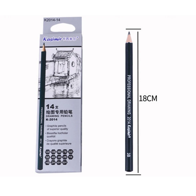 14Pcs+1pc/set Drawing Pencils Stationery Designer Professional Sketch Painting 1B 2B 3B 4B 5B 6B 7B 8B 10B 12B 2H 4H 6H HB