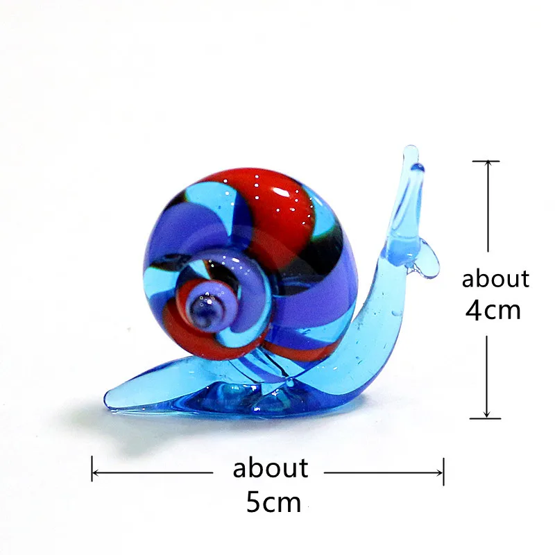 Murano Glass Snail Miniature Figurines Ornaments Colorful Art Cute Animal Collection Home Decor Statuette New Year Gift For Kids