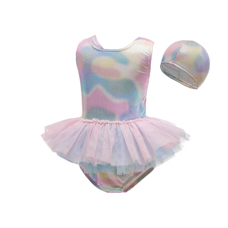 Costume de natation sirène pour filles, Protection UV, une pièce + chapeau, Costume de plage, divertissement pour enfants, maillot de bain de Ballet, nouvelle collection