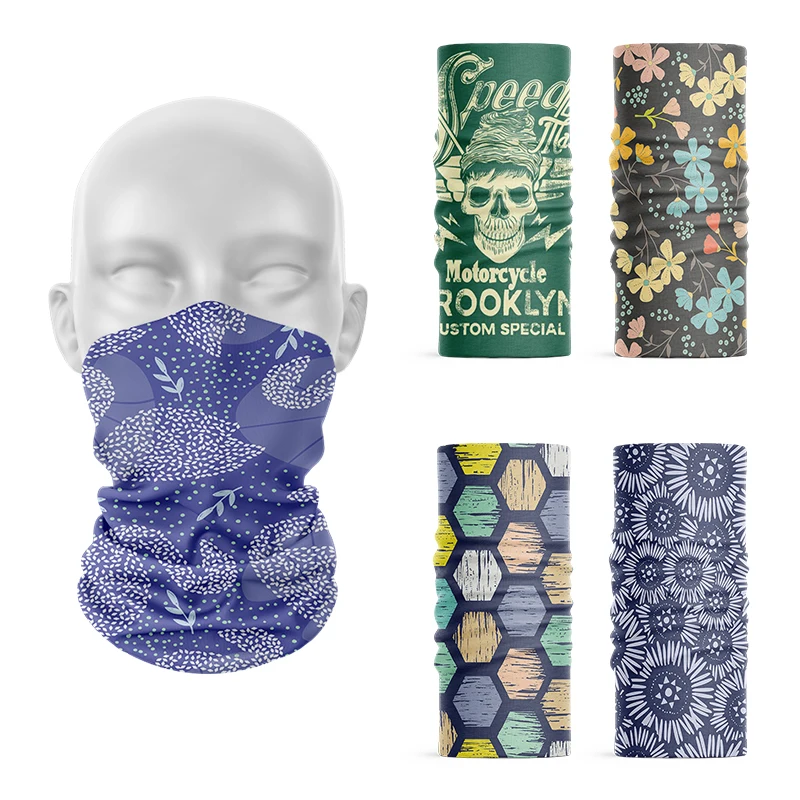 New 3D Printed Women Summer Scarf Fun Skull Flower Neck Gaiter Outdoor Cycling Face Head Cover Bandana Hiking Hijab Scarf Buffe
