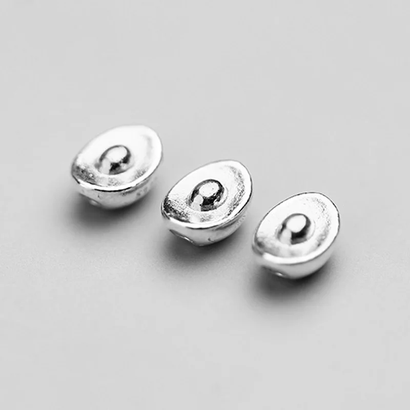 925 Sterling Silver Chinese Shoe-shaped Gold Loose Beads 8mm Bring Treasure Spacer Silver Beads DIY Women Men Jewelry Findings