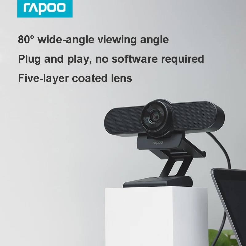 Original Rapoo C500เว็บแคม4K FHD 2160P พร้อม USB2.0พร้อมไมโครโฟนปรับกล้องสำหรับ Live Broadcast PC เดสก์ท็อป