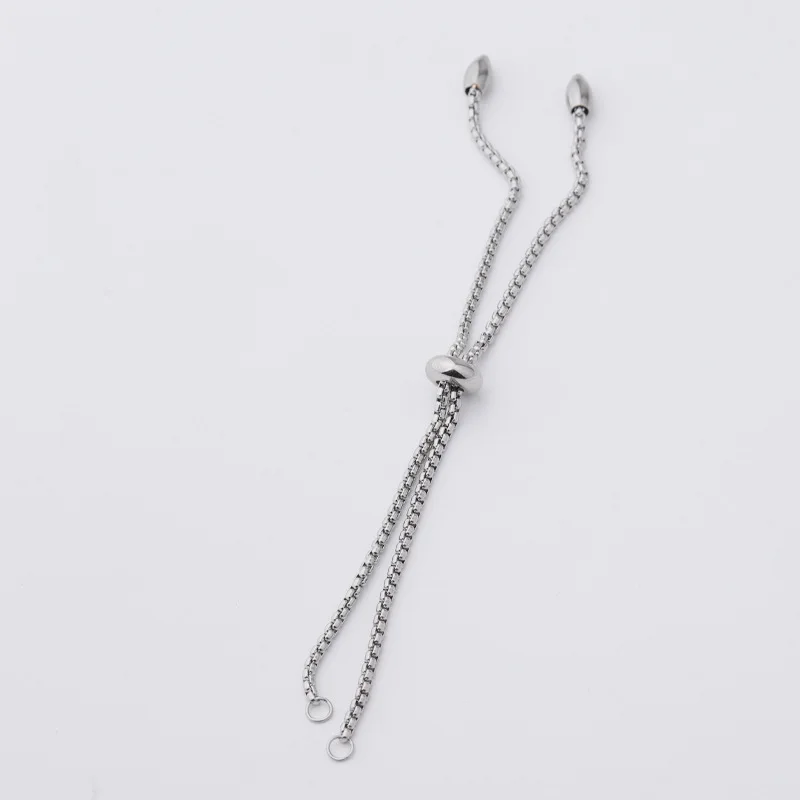 20pcs 12mm Stainless steel mirror polished telescopic chain apron pearl chain DIY Adjustable Bracelet women jewelry wholesale