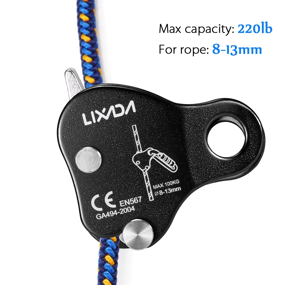 Safety Climbing Protective Ascender 220LB Climbing Belay Device Rope Grip Outdoor Climbing Rigging 8-13MM Rope