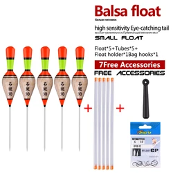 5pcs Fishing Floats+1 Float Tubes+1 Buoy Holder+1 Bag Hooks Shallow Water Buoy Thick Tail Boya Vertical Fishing Tool Tackle