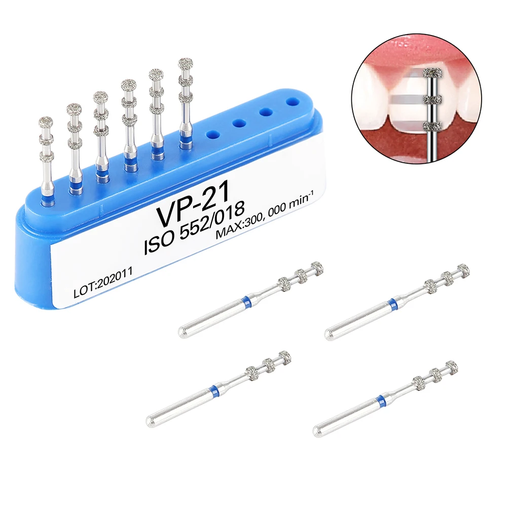 AZDENT Dental FG Diamond Burs VP-21 Preparation Depth Marking Medium Grit 1.6mm Max.300000rpm/Min For High Speed Handpiece