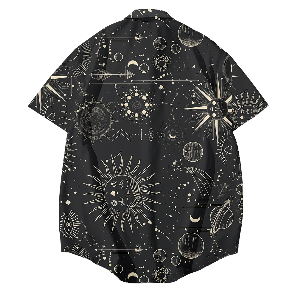 Cosmic Sun Starry Sky Oversize Men's Tropical Hawaiian Shirt Printed Shirt Short Sleeve Casual Fit Vintage Shirts 6XL Custom