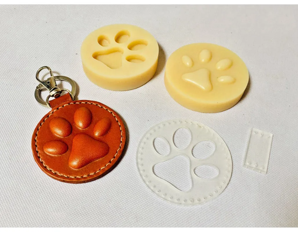 Leather Craft Dog Cat Paw Key Ring DIY Handing Decoration Shape Modeling Plastic Mold with Die Cutting Plastic Mould Set 60mm