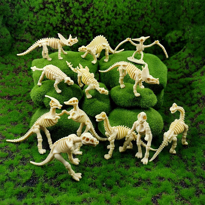 12pcs Simulation Dinosaurs Skeleton animal model Lifelike action figure home decor Gift For Boy girl children Kids hot toys set