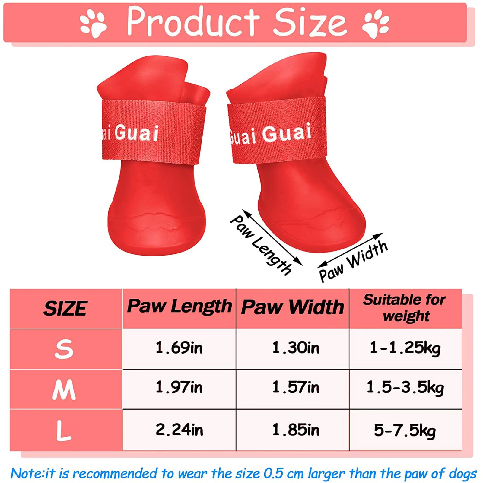 4pcs Pet Dog Shoes Waterproof Rain Boots Pet Shoes For Dog Puppy Rubber Boots Candy Color Non-slip Puppy Shoes Pet Products