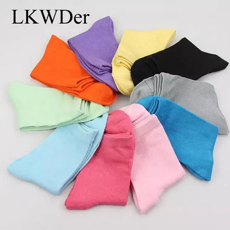 

LKWDer 5 Pairs Candy Color Cotton Womens Socks Dots Striped Soft All-match Four Season Women Socks Sokken Meias Calcetines Mujer