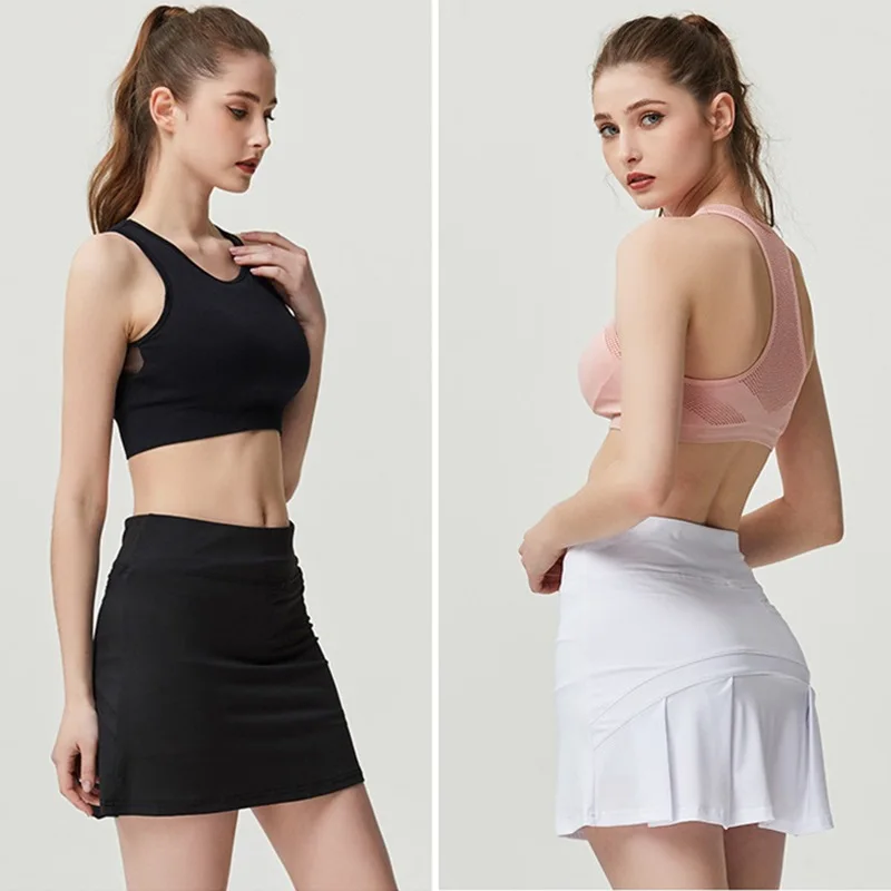 S-XXXL Women Tennis Skirts Badminton Golf Pleated Skirt High Waist Fitness Shorts with Phone Pocket Girl Athletic Sport Skorts