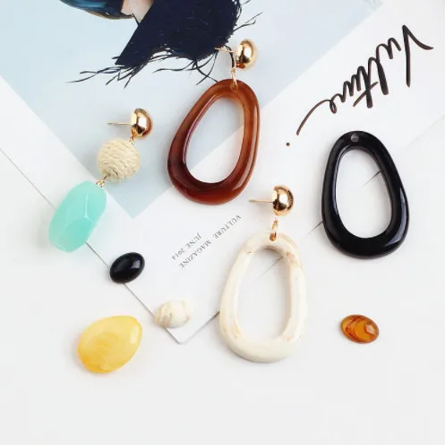 ZEROUP Ear Drop Acrylic Oval Shape Earring Accessories Pendant Necklace Charms Jewelry Finding Diy Handmade Material 6pcs