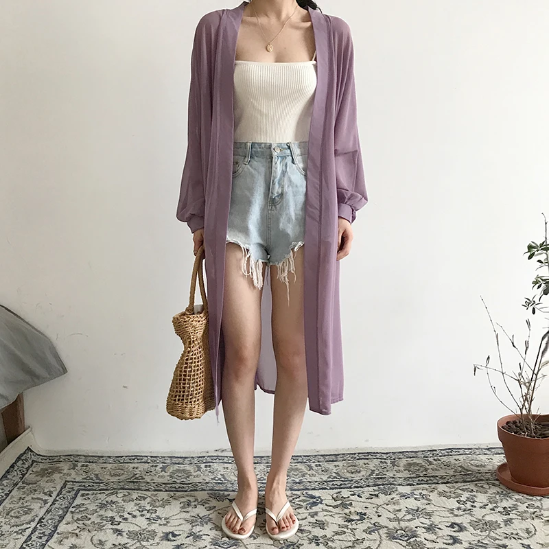 Kimono Spiaggia di Estate Cardigan Maglia A Manica Lunga Camicia Bianca Più Il Formato Abiti Vintage Blusas Mujer De Moda 2020