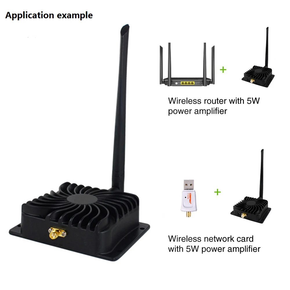 5.8Ghz 와이파이 신호 부스터, 5W 와이파이 WLAN 전력 증폭기, 범위 확장 부스터, 와이파이 라우터 및 와이파이 어댑터용 안테나 포함