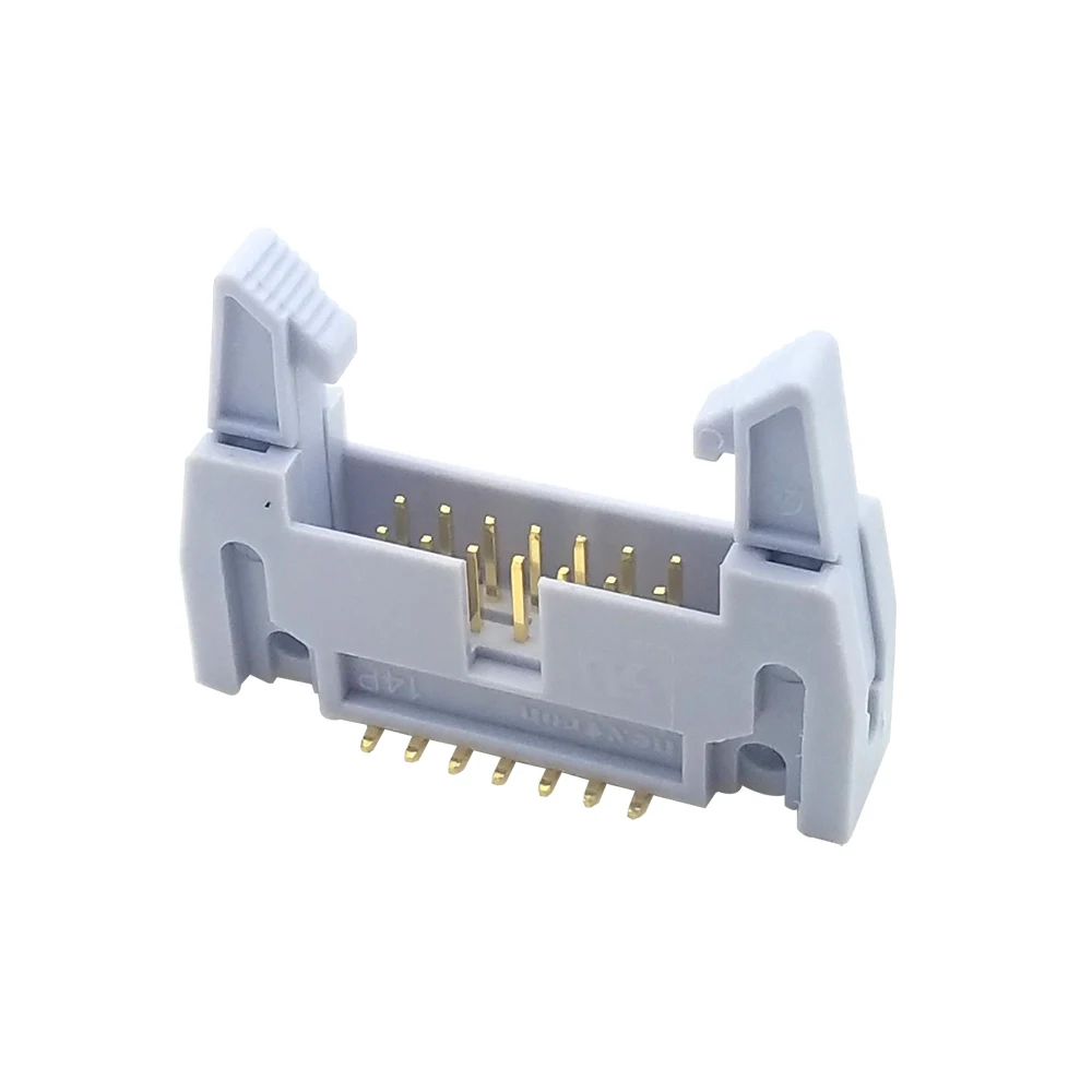 50Pcs DC2 14P 2*7P DOUBLE ROW SMT SMD IDC SOCKET BOX 2.54mm PITCH EJECTOR HEADER STRAIGHT CONTACT GOLD-PLATED 3U UL94V-0