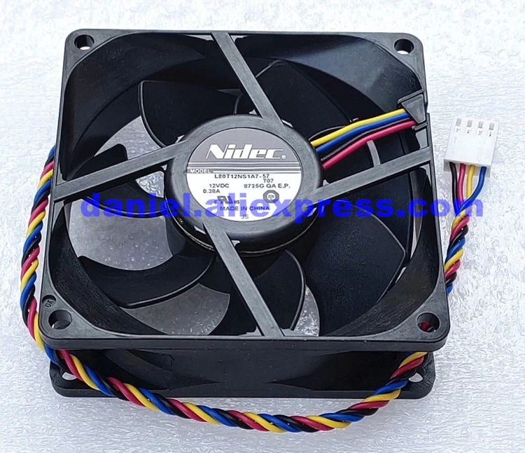 Original L80T12NS1A7-57 12V 0.38A 8025 4-wire hydraulic speed regulating fan