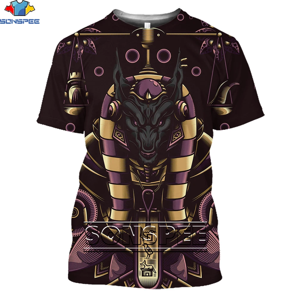 SONSPEE Ancient Egyptian Anubis God Myth Egypt Pharaoh Men T Shirts Casual Camouflage Overside 3D Print Eye of Horus Man Shirt