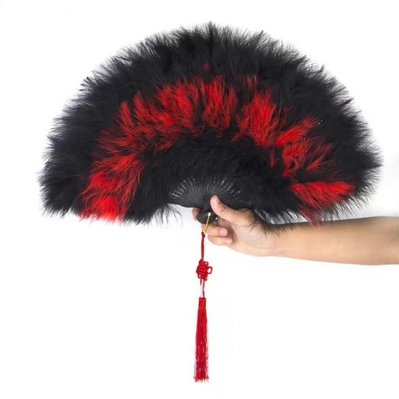 

Thick Feather Fan Hand Fan Ventilador Chinese Style Nostalgia Portable Ventilateur Cheongsam Dancing Show Performance Props