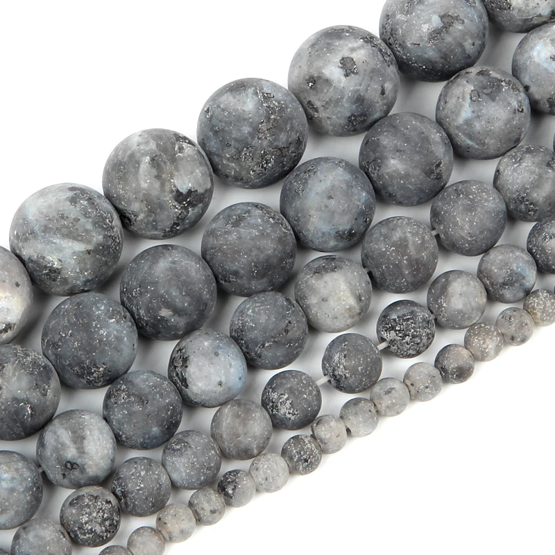 الحجر الطبيعي متجمد اللابرادوريت لارفيكيت القمر الجولة فضفاض الخرز لصنع المجوهرات الإبرة سوار لتقوم بها بنفسك ستراند 4-12 مللي متر #2
