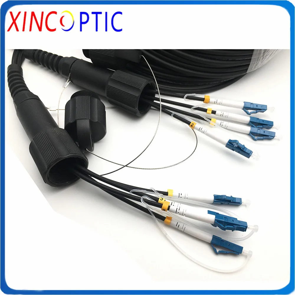 8Fiber 30/50/80/100M SM,OS1,GG657A,LSZH,2Pcs PDLC (8Core) to 8C PDLC ST FC SC Armored Fiber Optic Patch Cord Jumper Cable