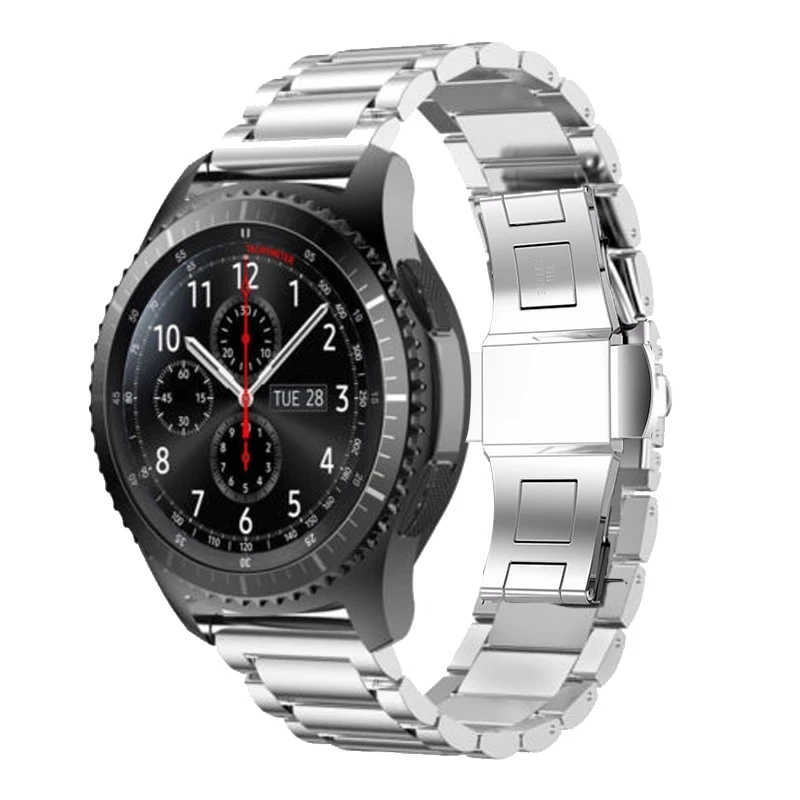 سوار من الستانلس ستيل لساعة سامسونج ، سوار معدني ، جير S3 ، ساعة هواوي 3 ، GT 2 ، GT2 Pro ، براعم ، 46 مللي متر ، 22 مللي متر